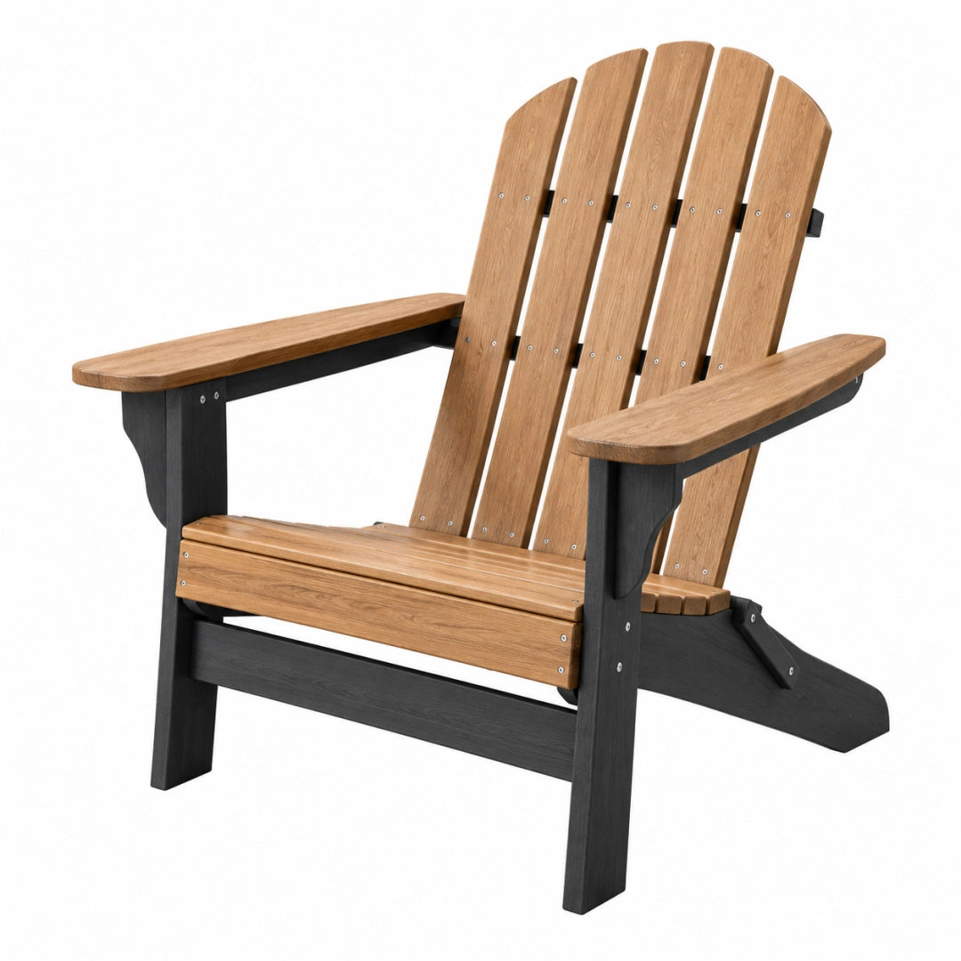 Adirondack Gartenstuhl 82 x 79 x 101 cm in Holzoptik Braun Schwarz mit breiten Armlehnen