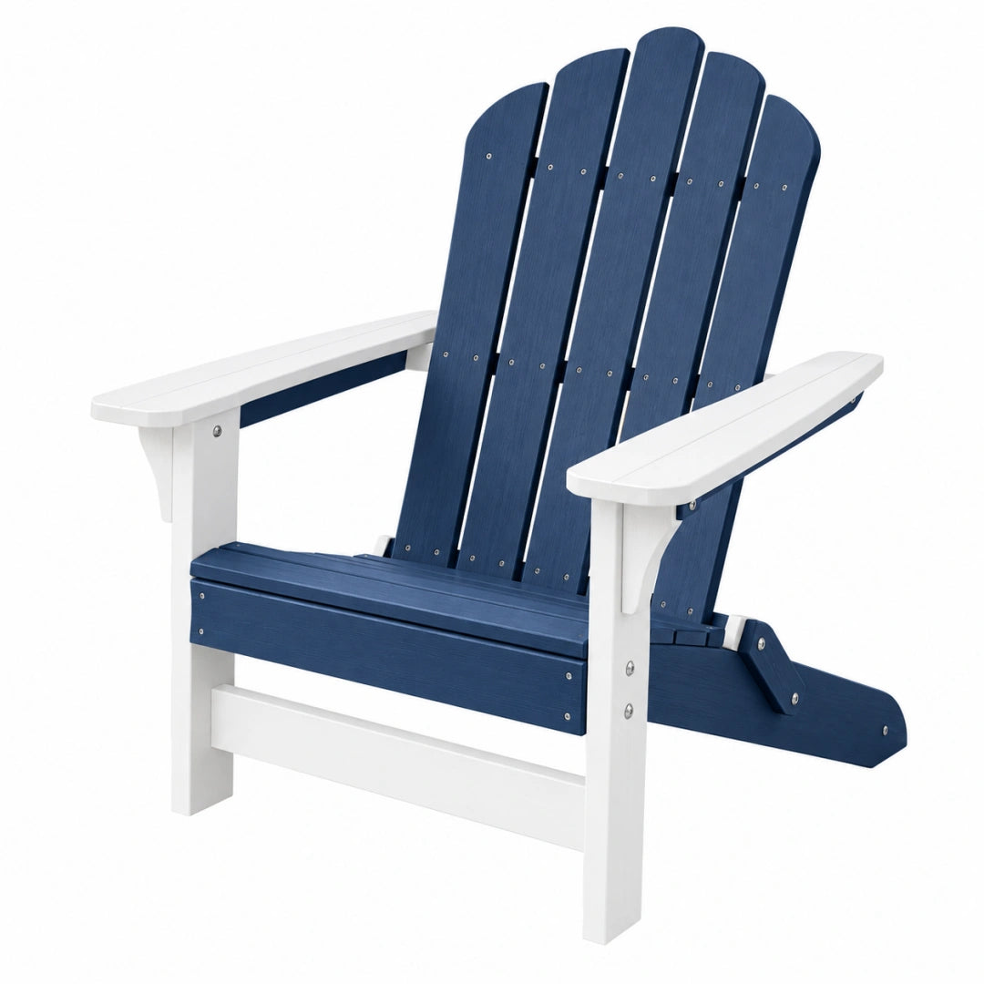 Adirondack Gartenstuhl 83 x 76 x 97 cm aus Kunststoff Blau Weiß klappbar