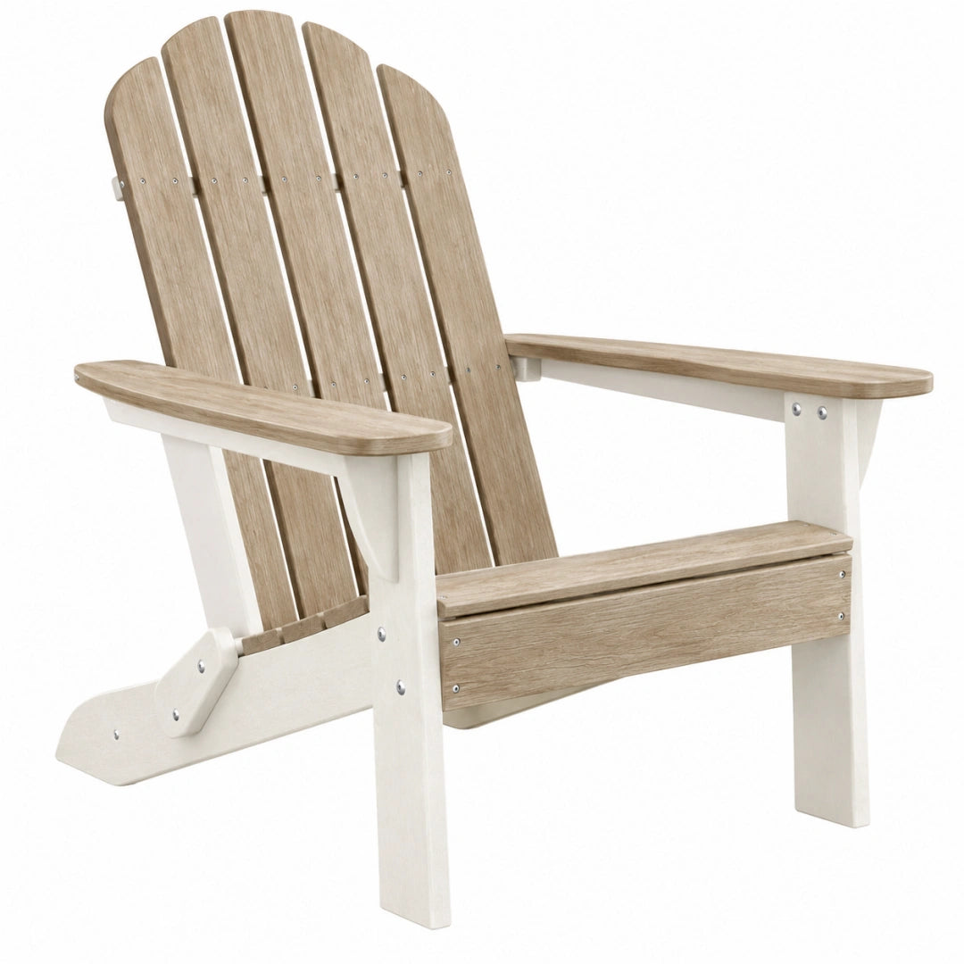 Gartenstuhl 80 x 88 x 98 cm aus Holz Beige Weiß - Adirondack-Stil mit Armlehnen