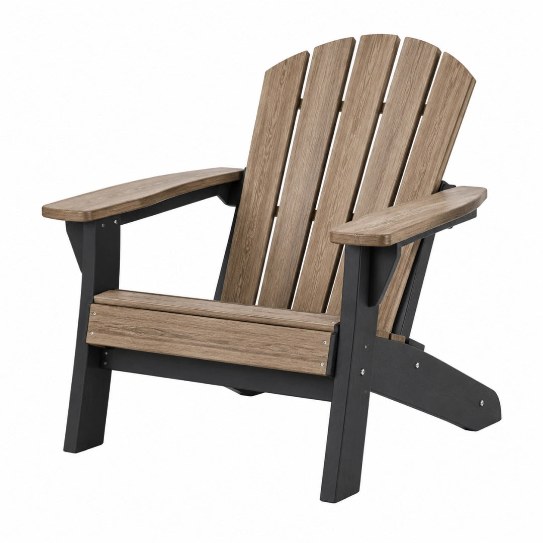 Adirondack Gartenstuhl 83 x 75 x 98 cm Kunststoff Holzoptik Braun Schwarz mit Armlehnen