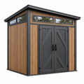 Gartenhaus 200 x 120 x 200 cm Holz und Metall Braun Schwarz modernes Gerätehaus mit Doppeltür