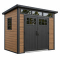 Gartenhaus 300 x 240 x 250 cm Holzwerkstoff Braun Schwarz mit Doppeltür Modernes Gerätehaus