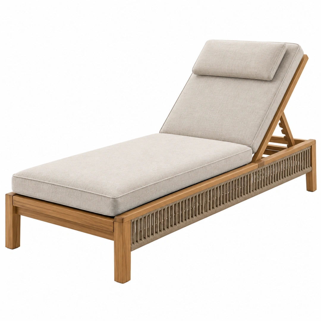 Sonnenliege 200 x 75 x 80 cm Holz Beige verstellbar für den Außenbereich
