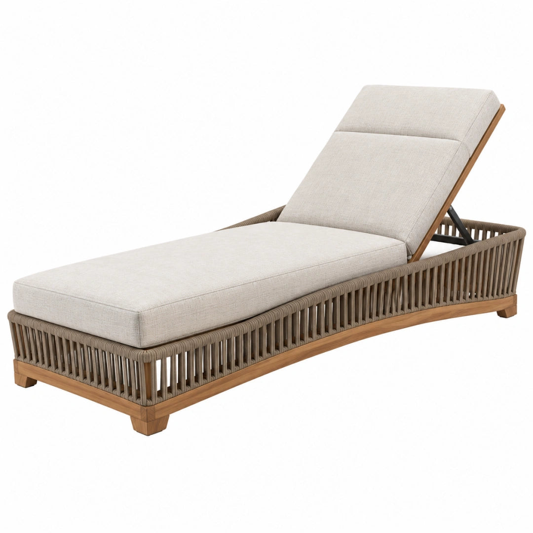 Gartenliege 200 x 75 cm Holzgeflecht Beige mit verstellbarer Rückenlehne