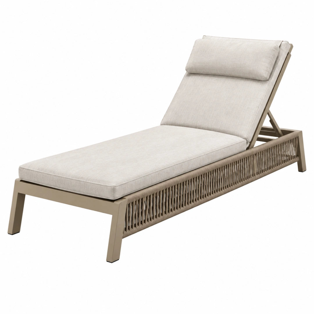 Sonnenliege 200 x 70 x 35 cm mit Metallgestell in Beige mit verstellbarer Rückenlehne