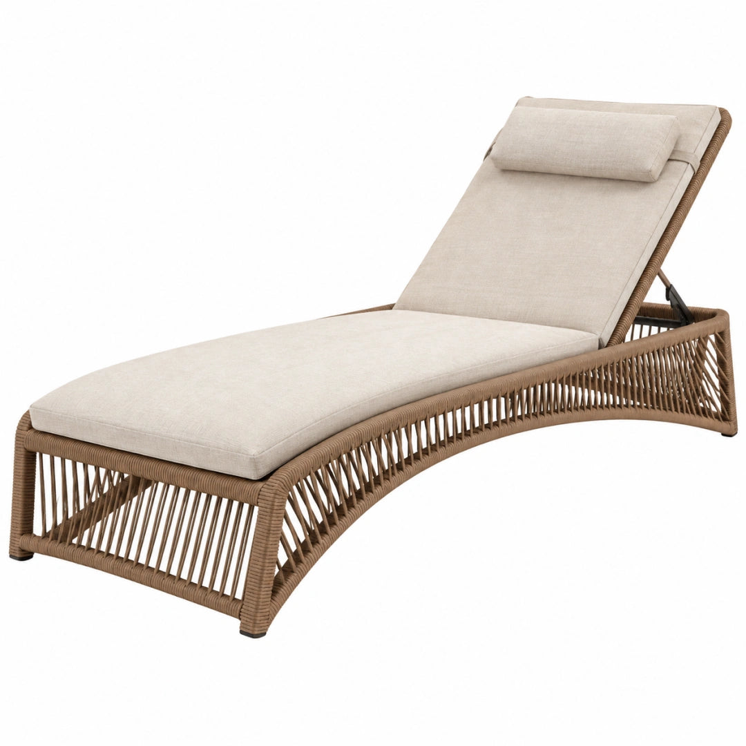 Gartenliegestuhl 200 cm Beige Kunststoffgeflecht mit verstellbarer Rückenlehne