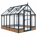 Gewächshaus 300 x 240 x 250 cm aus Glas und Metall Schwarz Braun mit Dachfenstern