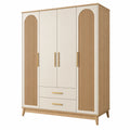 Kleiderschrank 160 x 55 x 200 cm Holzwerkstoff Beige Naturholz mit 4 Türen und 2 Schubladen