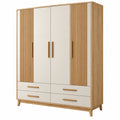 Kleiderschrank 160 x 55 x 200 cm Holzwerkstoff Naturweiß mit 4 Türen und 4 Schubladen