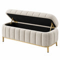 Sitzbank mit Stauraum 120 x 45 x 50 cm Bouclé Creme gepolstert moderne Aufbewahrungsbank