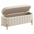 Aufbewahrungsbank 120 cm Bouclé Stoff Creme mit Stauraum