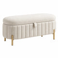 Sitzbank 100 x 40 x 45 cm Bouclé Creme mit Stauraum und Metallfüßen - Modern