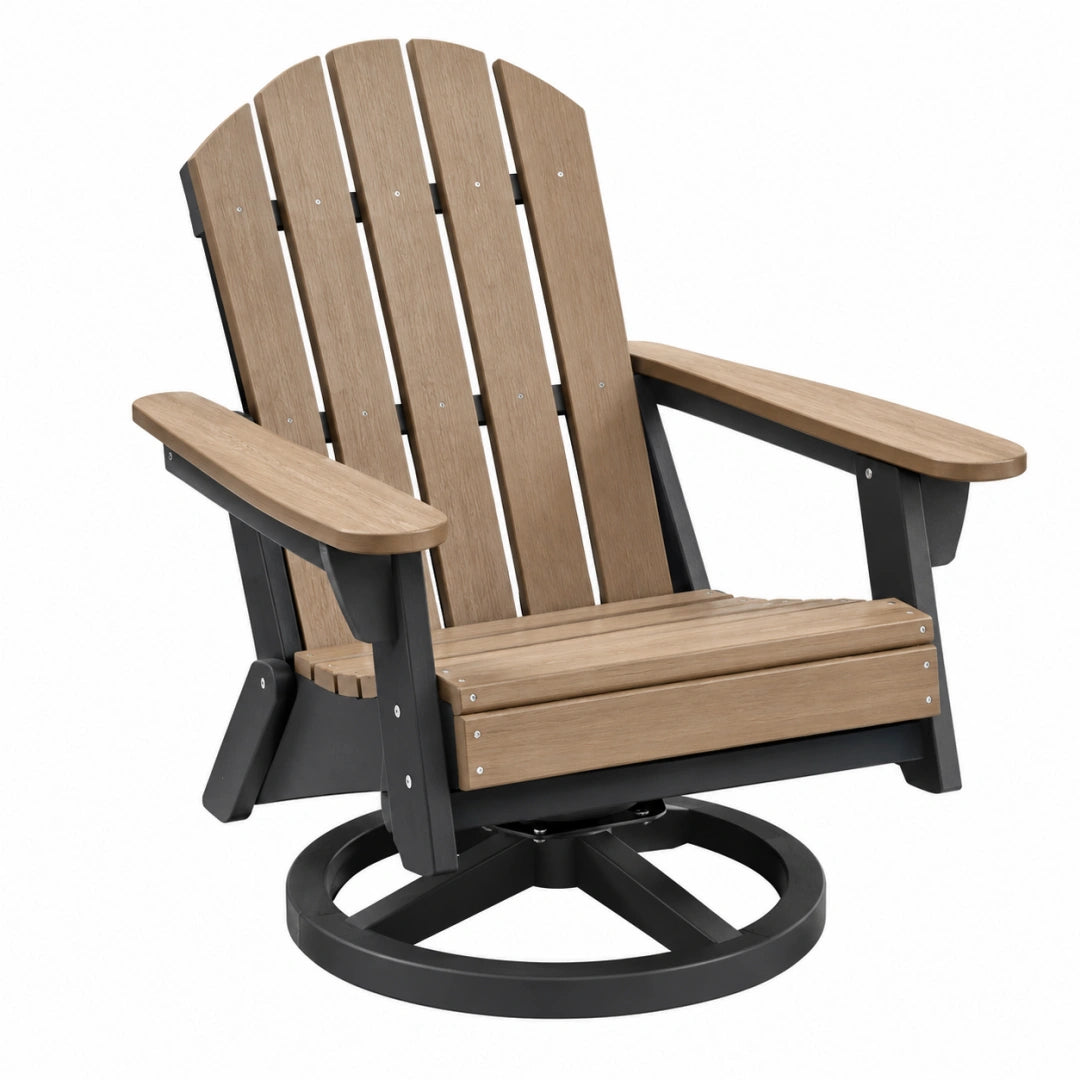 Drehbarer Adirondack Gartenstuhl 80 x 88 x 100 cm Kunststoff Holzoptik Braun Schwarz