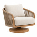 Gartendrehsessel 85 x 82 x 82 cm Holz Seilgeflecht Beige drehbar