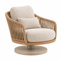 Drehsessel 85 x 82 x 85 cm mit Textilbezug in Beige und Seilgeflecht