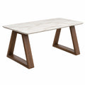 Esstisch 180 x 90 x 75 cm in Weiß/Braun mit Marmoroptik und Holzgestell