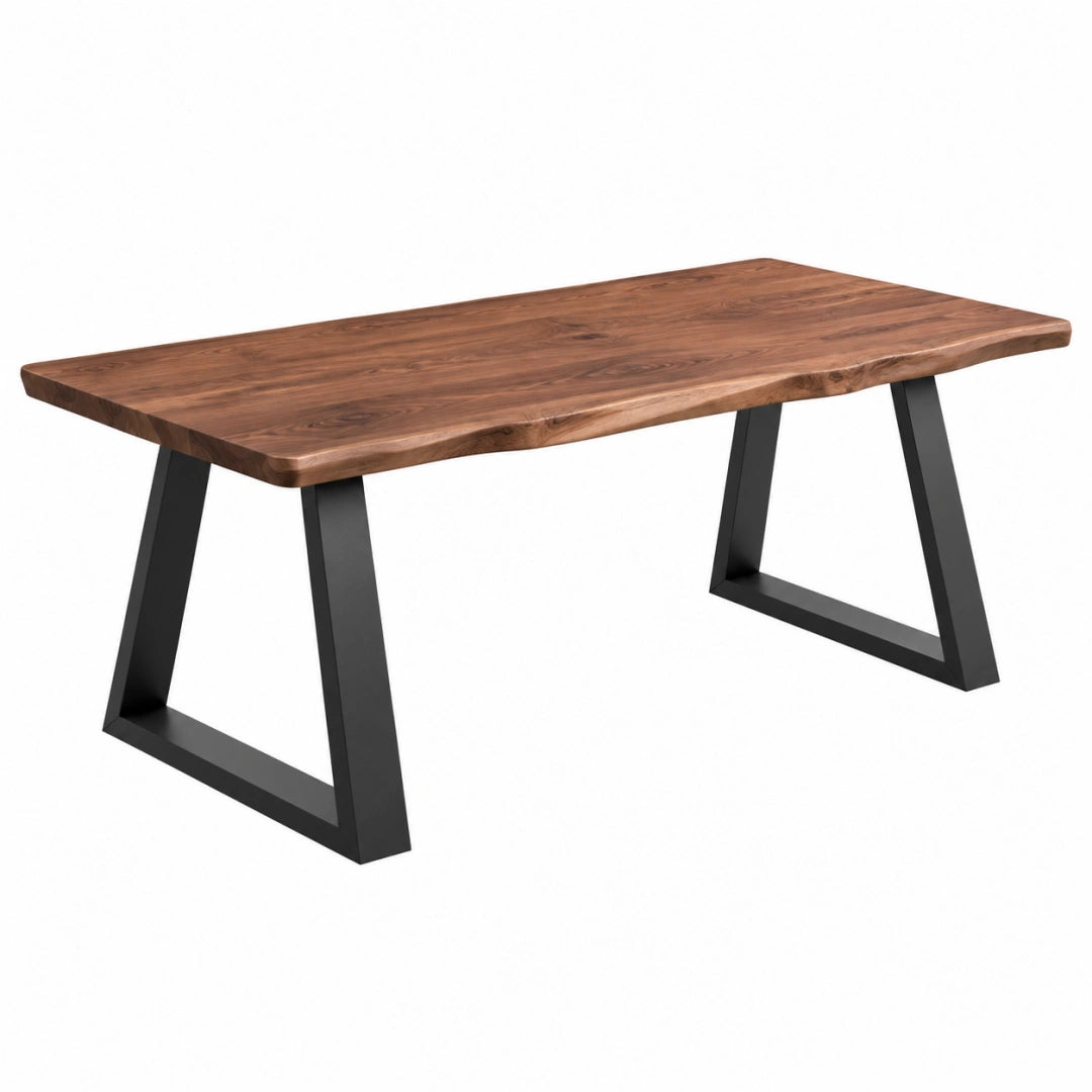 Esstisch 180 x 90 x 75 cm aus Massivholz Braun mit Metallgestell im Industriestil