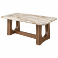 Esstisch 180 x 90 x 76 cm in Beige und Braun mit Marmoroptik Holzgestell