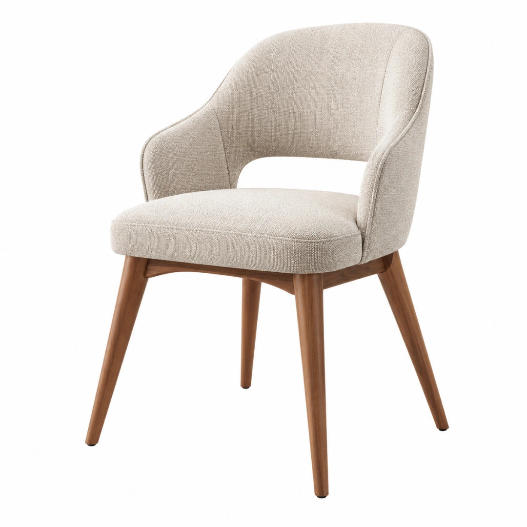 Polsterstuhl 59 x 60 x 82 cm Beige Stoff mit Holzgestell für Esszimmer skandinavischer Stil