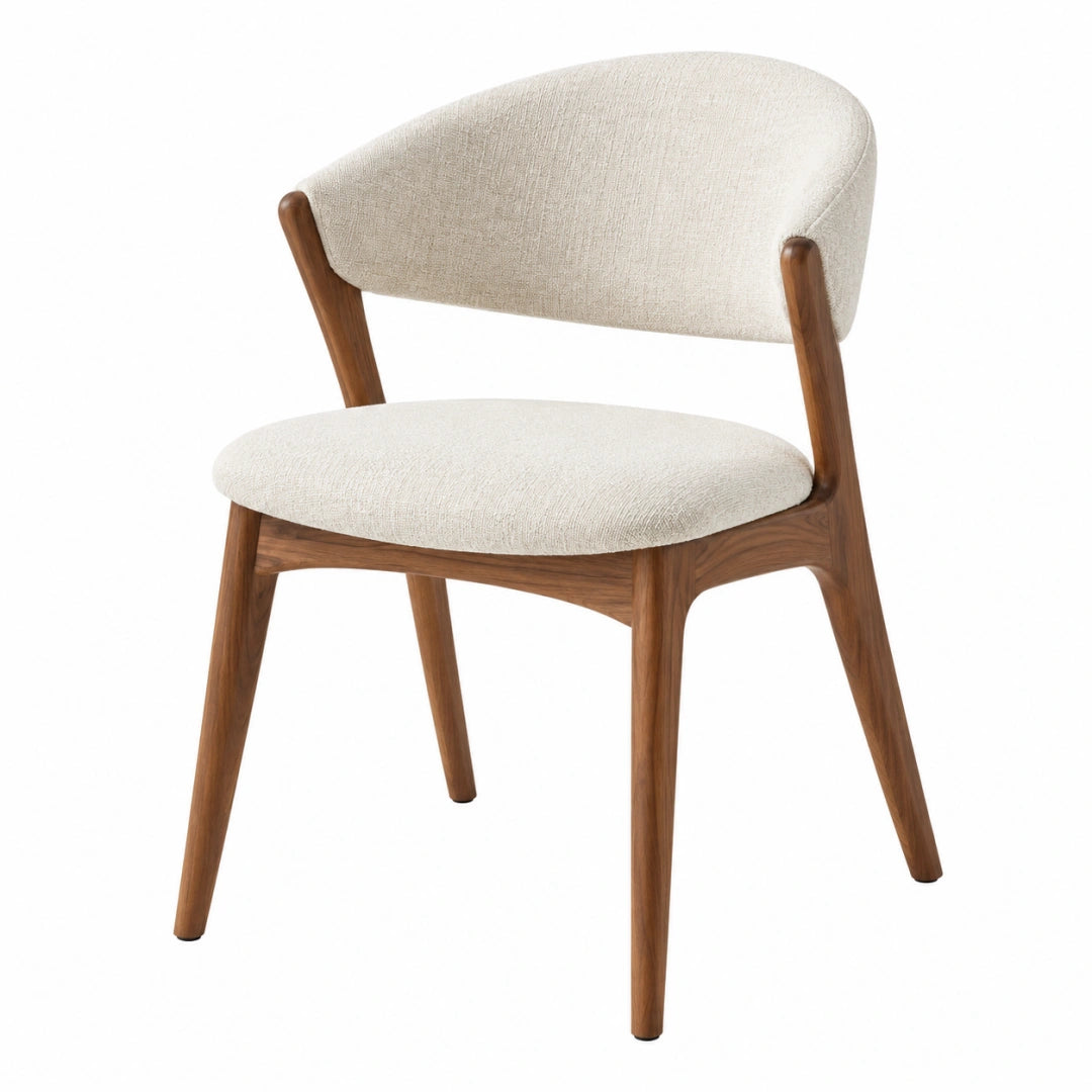 Polsterstuhl 56 x 60 x 78 cm mit Holzgestell in Beige und Braun im modernen Stil