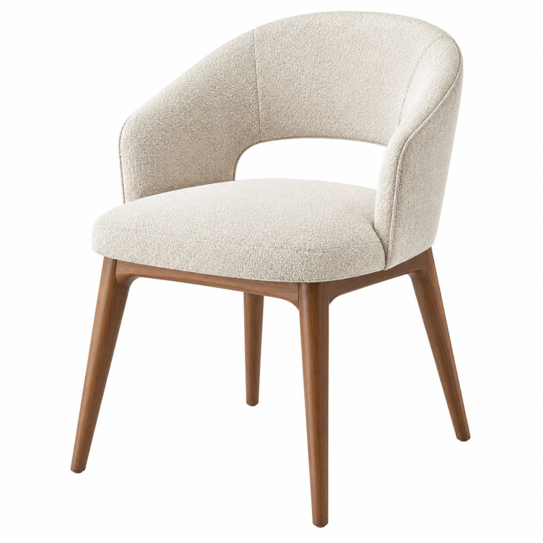 Polsterstuhl 62 x 61 x 78 cm Bouclé Creme mit Holzgestell Modern