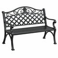 Gartenbank 125 x 60 x 90 cm aus Metall Schwarz mit Ornamentgitter