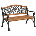 Gartenbank 122 x 62 x 88 cm Holz Metall Braun Schwarz Zweisitzer mit Vogelmotiv
