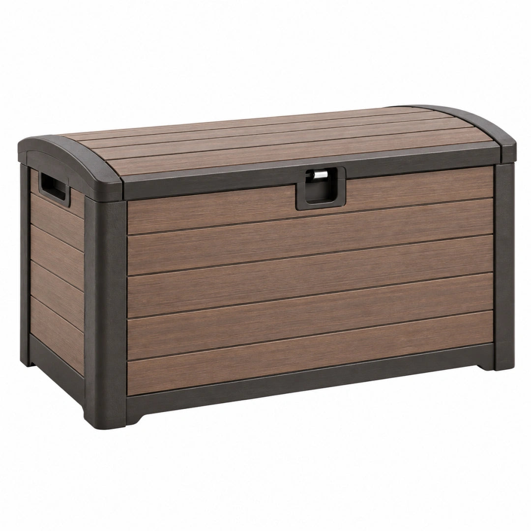 Garten-Aufbewahrungsbox 120 x 55 x 64 cm Kunststoff Braun Schwarz mit Klappdeckel