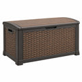 Gartentruhe 120 x 56 x 63 cm Kunststoff Braun Flechtoptik mit Klappdeckel